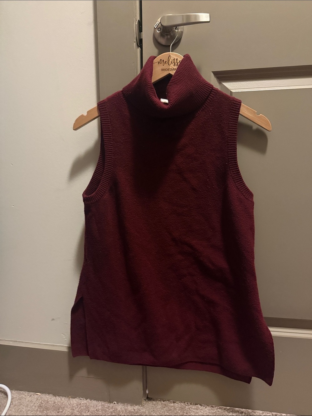 Anthropologie Ribbed Sleeveless Turtleneck Tunic - Burgundy